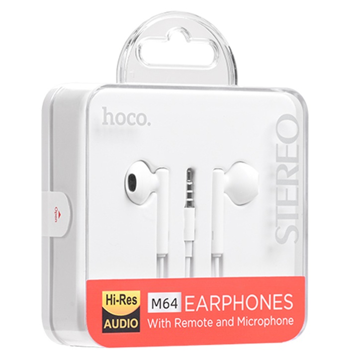 Casti cu Fir si Microfon, 1.2m - Hoco Melodious (M64) - White