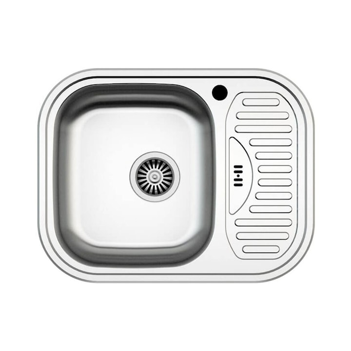 Кухненска мивка AS 05, Алпака, Полирана, Сифон с изпразнител, 48см х 62см