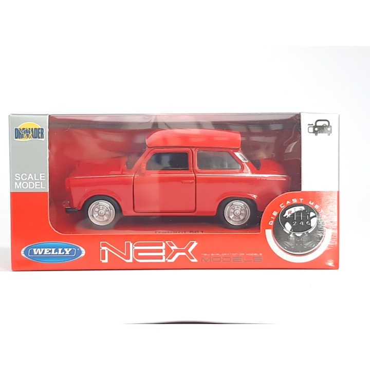 Welly Nex Trabant 601 Fém Kisautó (1:34) - Piros