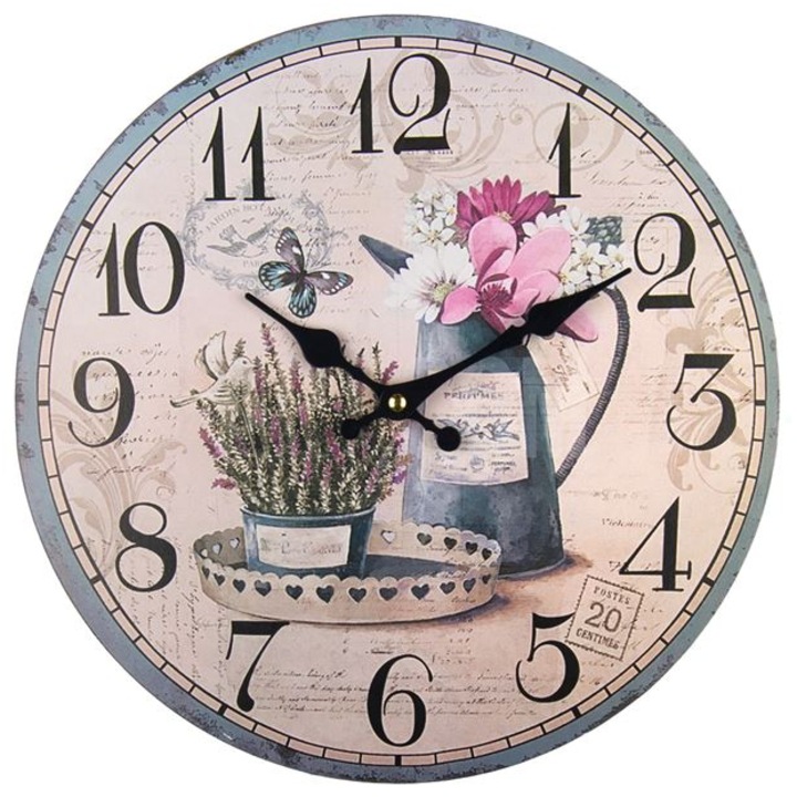 Стенен часовник, Мотив цветя, 34 см