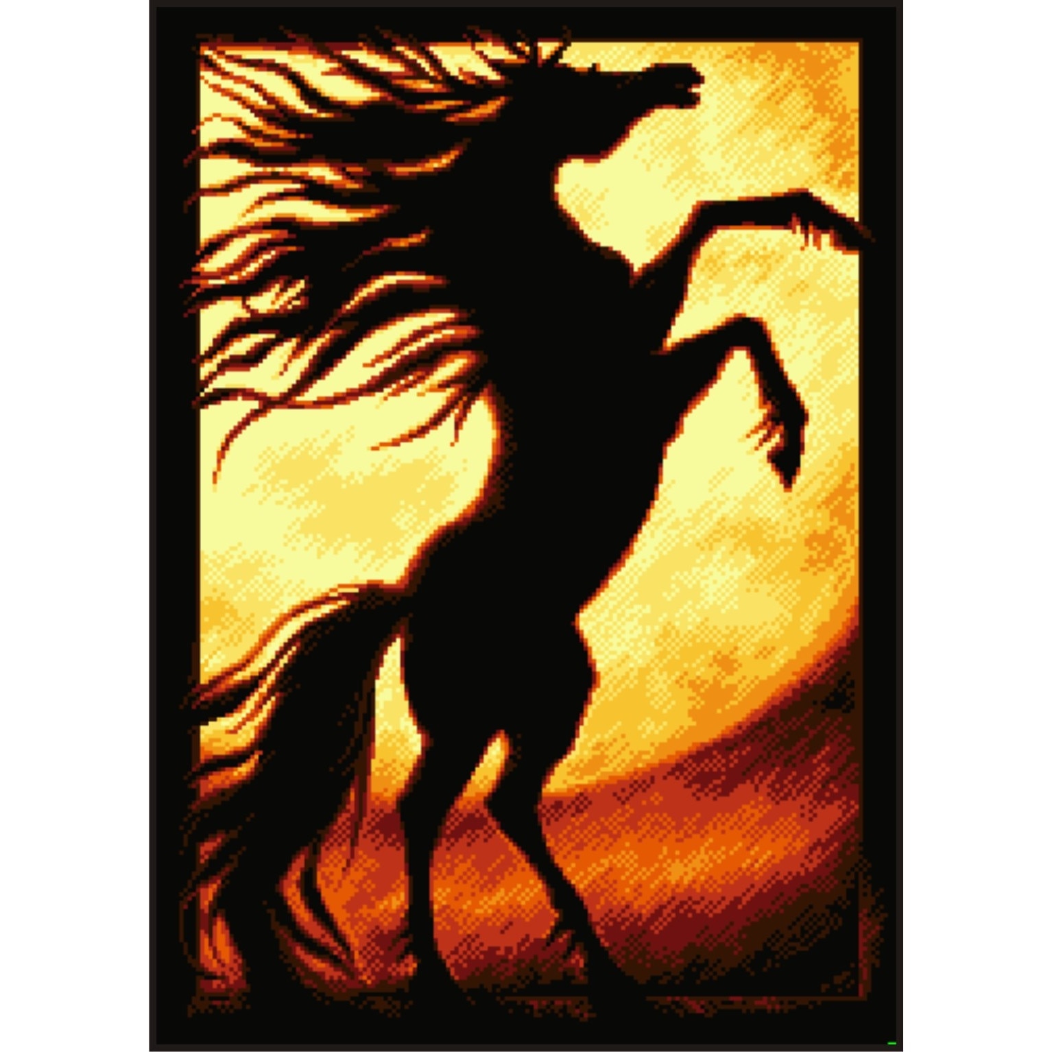 Calul de foc - kit goblen cu diagrama alb-negru