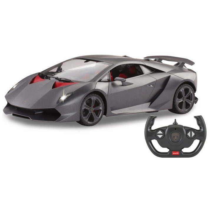 Masina RC cu telecomanda Lamborghini Sesto Elemento, Lungime 32 cm, Scara 1:14, 2.4 Ghz, Lumini LED fata/spate, 6+