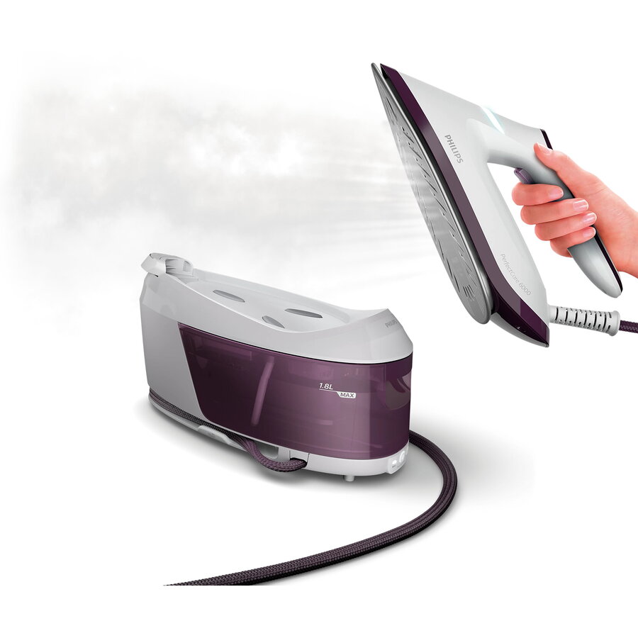 Statie de calcat, Philips, PSG6020/30, 2400 W, 6.5 bar, SteamGlide Plus, Alb/Violet