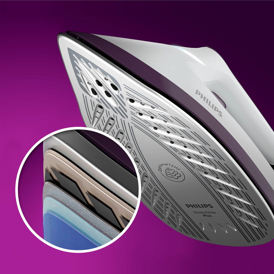Statie de calcat, Philips, PSG6020/30, 2400 W, 6.5 bar, SteamGlide Plus, Alb/Violet