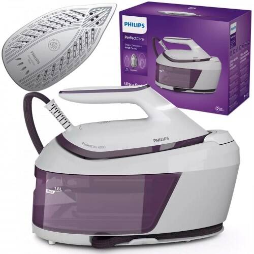 Statie de calcat, Philips, PSG6020/30, 2400 W, 6.5 bar, SteamGlide Plus, Alb/Violet