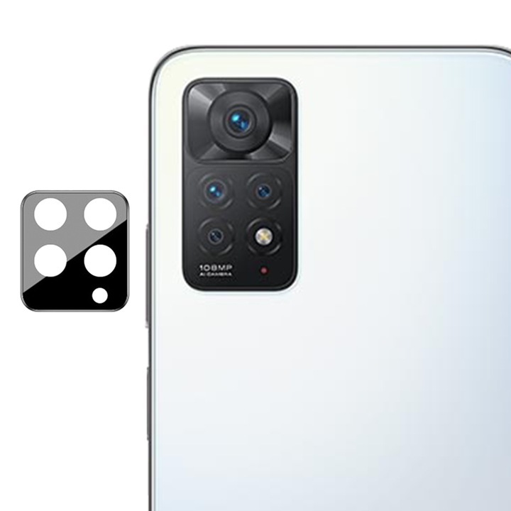 Фолио за задна камера за Xiaomi Redmi Note 11 Pro 4G/Note 11 Pro 5G, устойчив на удар, Y53, твърдо стъкло, катранено черно