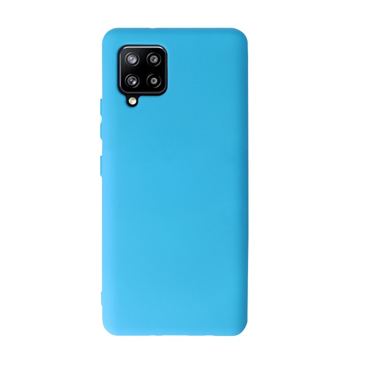 Калъф Safe Flex, съвместим със Samsung Galaxy A42 5G, Fonix команда, Тънък гъвкав дизайн, Вътрешна облицовка с микрофибър, Устойчив на удар, Мек силикон, Текстура с матово покритие, Незалепващо, Светло синьо