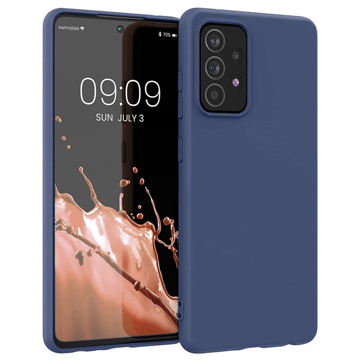 Hátlap védő tok Samsung Galaxy A22 4G Mobiltelefonhoz - HT Silicone case - Kék