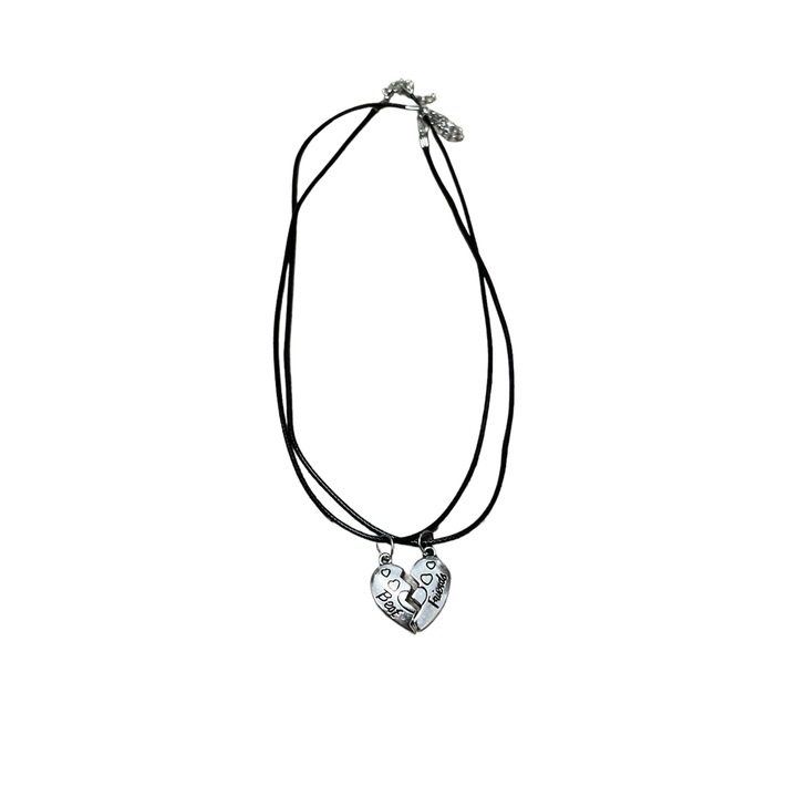 2 db legjobb barát láncból álló készlet, szív alakú medállal