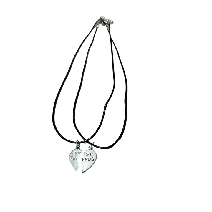 2 db legjobb barát láncból álló készlet, szív alakú medállal