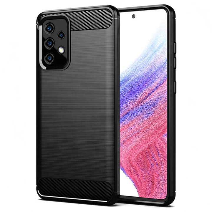 Калъф AZIAO Carbon Resistance за Samsung Galaxy A53 5G, TPU по-добра защита, Fiber Design, Anti-Shock Optimization, Long Term Case, Titanium Black