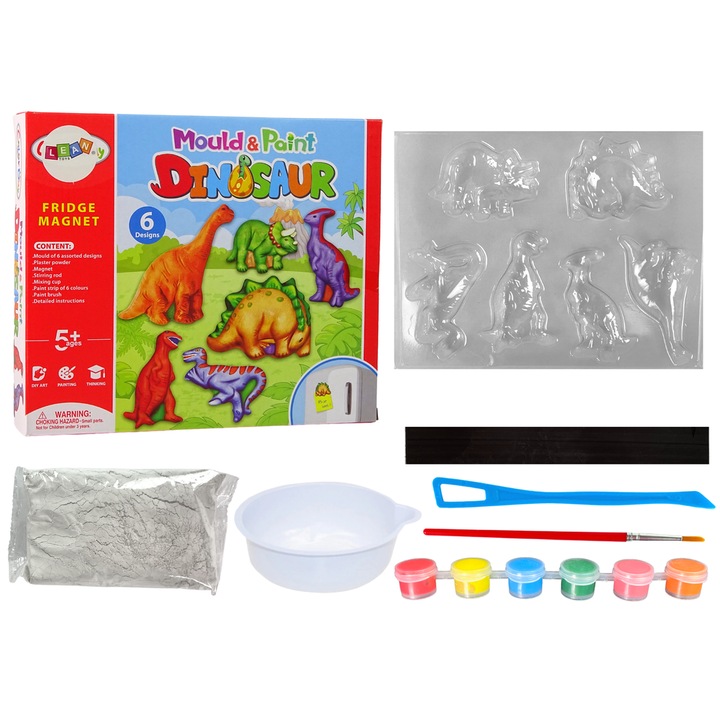 Kit de bricolaj pentru pictarea dinozaurilor, Lean, 5+, Multicolor