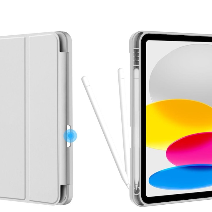 Tablettok iPad 2022 10.9 (iPad 10) - szürke smart case, ceruza tartóval