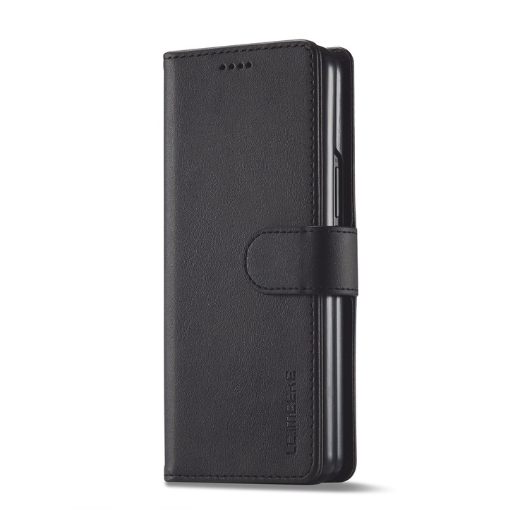 Капак за Samsung Galaxy Z Fold4, CaseMe, кожа, тип портфейл, магнитно закопчаване, стойка, цвят Черен