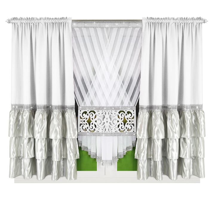 Készre varrt függöny Cypr, 410 x 160 cm, Fehér