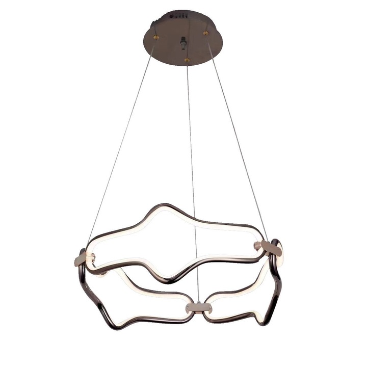 Lustra LED Tip Pendul RFAN, Model 1272/1, 3 Tipuri De Lumina, Inaltime Reglabila, 120W, Gri