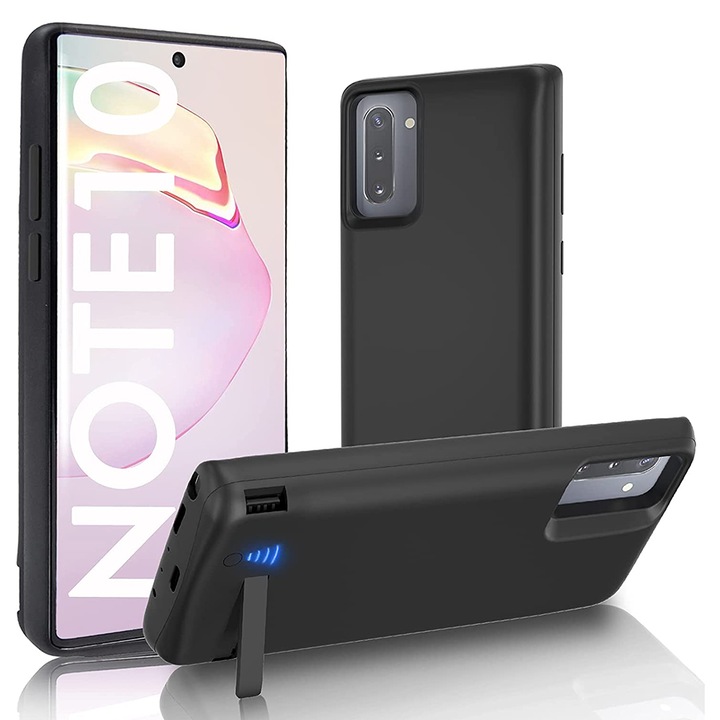 Калъф, За Samsung Galaxy Note 10 4G/Note 10 5G, С батерия 5000mAh, Метален, Черен