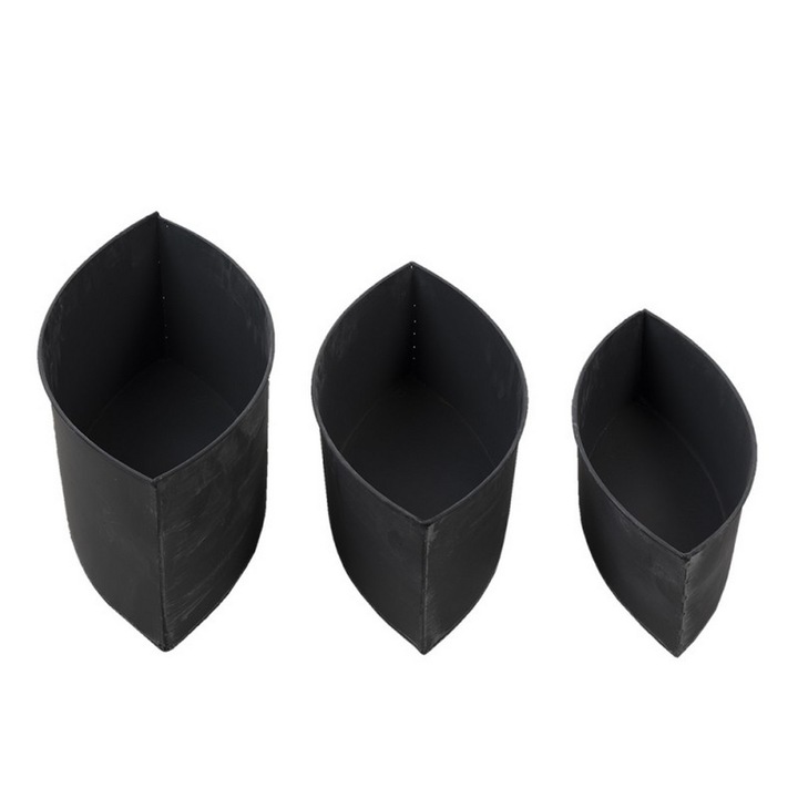 Комплект от 3 сиви метални саксии 55x21x17 см