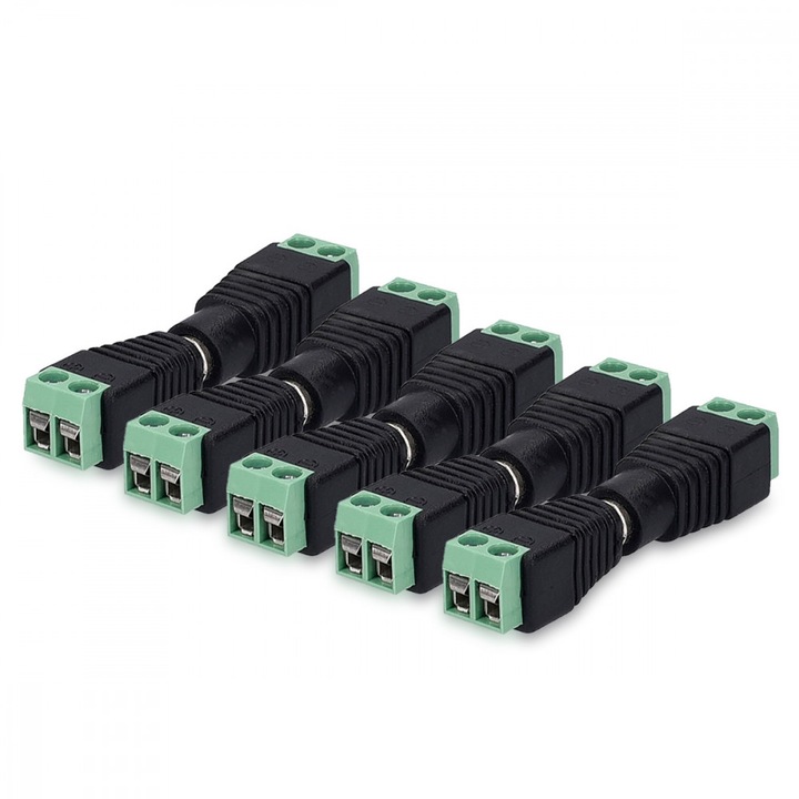 Set 5 Adaptoare audio/video cu RCA mama si tata, Kwmobile, Negru/Verde, Plastic, 42949