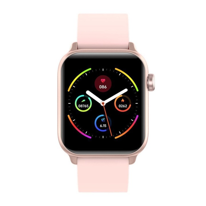 Smartwatch SW013-1, G.Rossi, Cauciuc, Rose gold/Roz