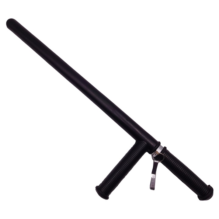 Tonfa autoaparare Depox, Police Force, cauciuc, 60 cm, negru, agatatoare inclusa