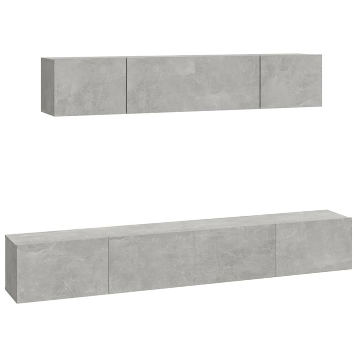 Set dulap TV vidaXL, 4 piese, gri beton, lemn prelucrat, 60 x 30 x 30 cm