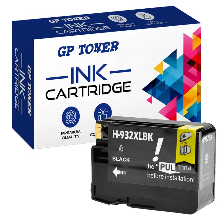 Tintapatron, GP toner, kompatibilis a HP 932XL 6100, 6600, 6700, 7110, 7610, fekete