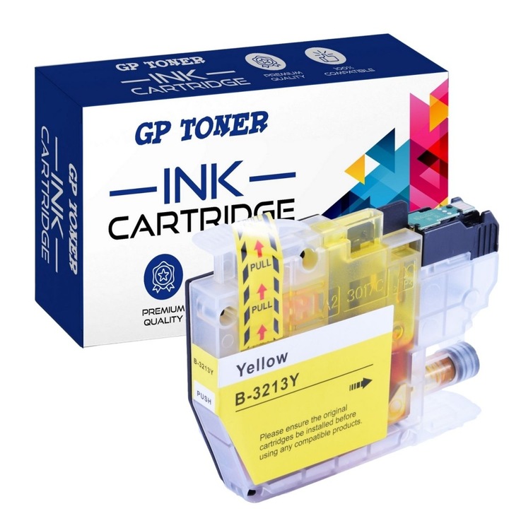Tintapatron, GP toner, kompatibilis: Brother LC3213 DCP-J572dw DCP-J772dw MFC-J491dw, sárga