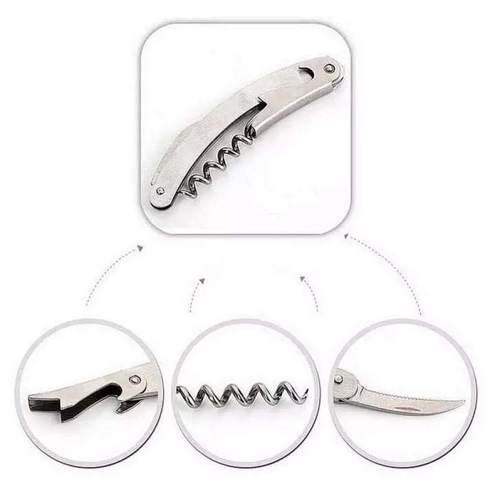 Set Accesorii Vin SIKS, 6 Piese Incluse, Ambalaj Sticla De Vin, Negru