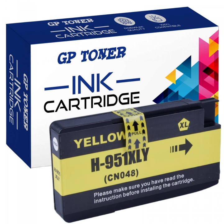 Tintapatron, GP toner, kompatibilis a HP 951XL OfficeJet Pro 251 276 8100 8600 készülékkel, sárga