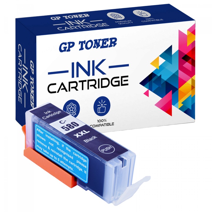 Tintapatron, GP Toner, Kompatibilis Canon Pixma TS6150 TS6151 TR7550 TR8550 PGI-580XL, Fekete