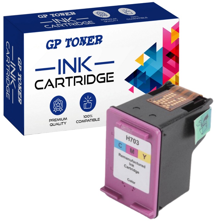 Cartus de cerneala, GP Toner, Compatibil cu HP 703 DeskJet K109a K209a K510 D730 F735, CMY