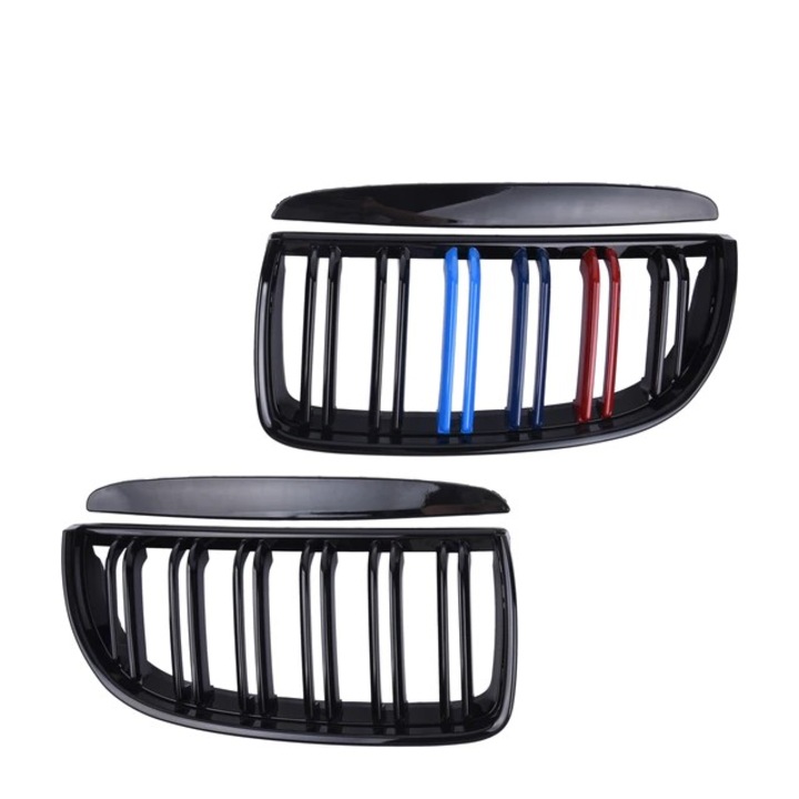 LPBIMMER dupla M rács készlet, BMW E90 E91 M3, M-Design, non-facelift, háromszínű, fényes fekete, 2 db