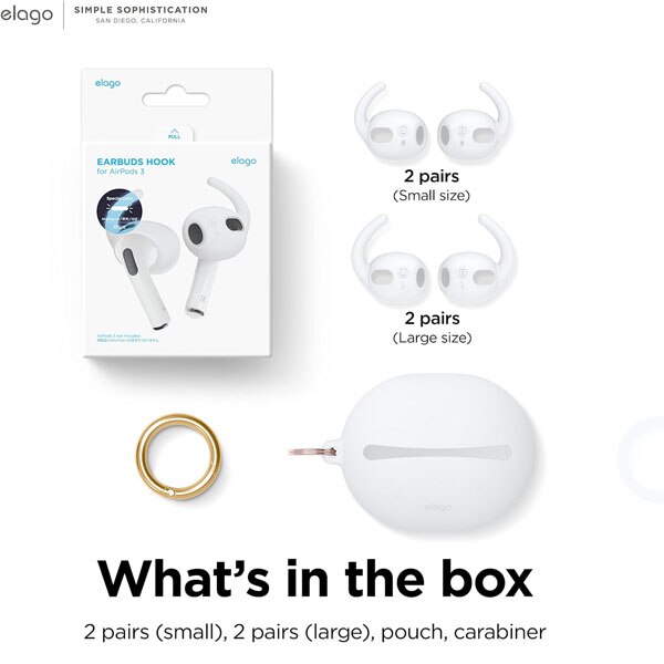 Комплект тапи за слушалки Elago, За AirPods 3, Силиконови, Тип кука ...