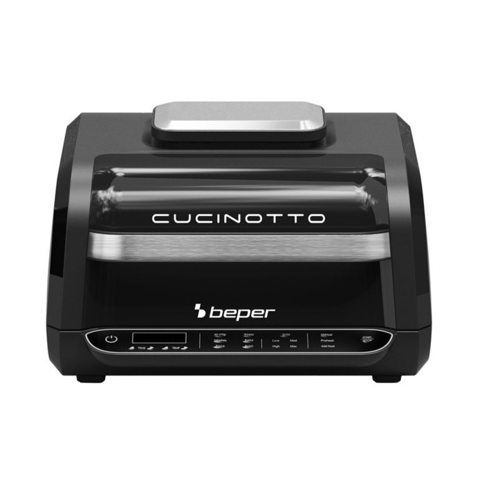 Фритюрник с горещ въздух и мултифункционална скара, max 1700 W, 8 програми, таймер, Beper, P101FRI080