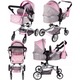 Carucior pentru Papusi 2 In 1 Princess, Reglare pe Inaltime, Material de Inalta Calitate, Pliabil, 62 cm x 42 cm x 77 cm, Pink