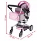 Carucior pentru Papusi 2 In 1 Princess, Reglare pe Inaltime, Material de Inalta Calitate, Pliabil, 62 cm x 42 cm x 77 cm, Pink