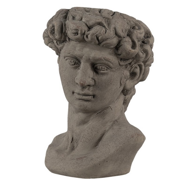 Ghiveci de flori din ceramica gri 14x13x21 cm