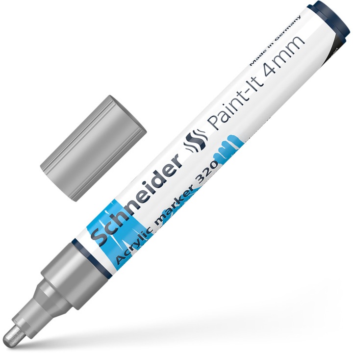 Dekormarker, akril, 4 mm, SCHNEIDER "Paint-It 320", ezüst