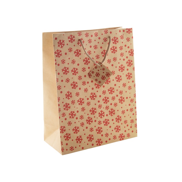 Подаръчна торбичка Blent, 260×330×120мм, Коледна, крафт хартия
