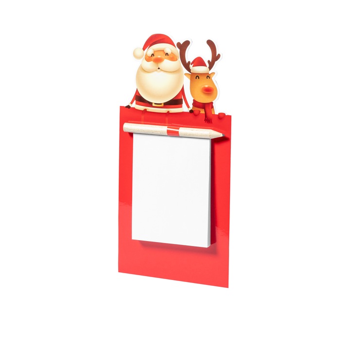 Caiet cu creion Craciun, Blent, Magnetic, 40 coli, 95x202 mm, Rosu