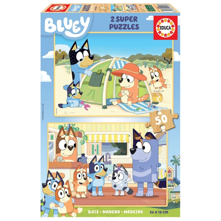 Пъзел за деца, Educa, Bluey, 2 × 50 части