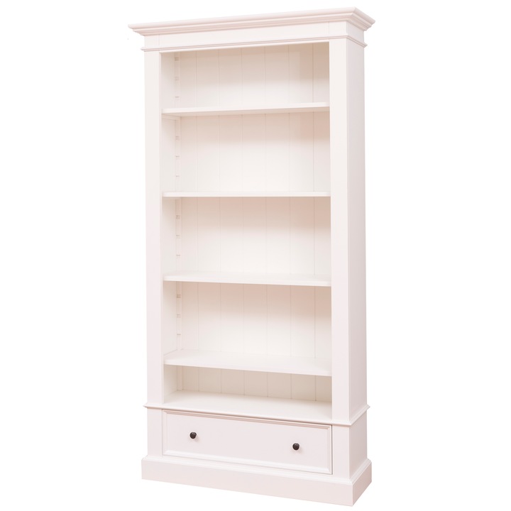 Biblioteca cu 1 sertar din MDF, vopsit, alb murdar, 100x32x195 cm