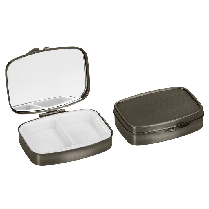 Set 2 Cutii pentru pastile cu 2 compartimente, Kwmobile, Auriu, Otel, 53475.04