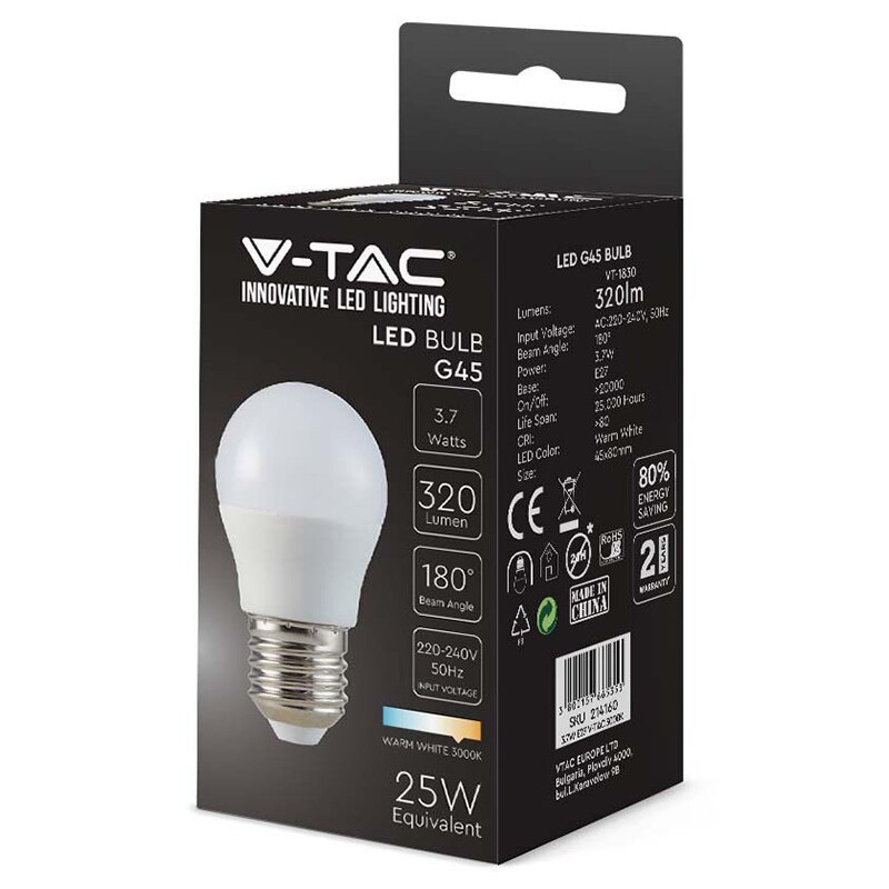 Led крушка с нажежаема жичка 4W, крушка G45, универсален цокъл E27 ...