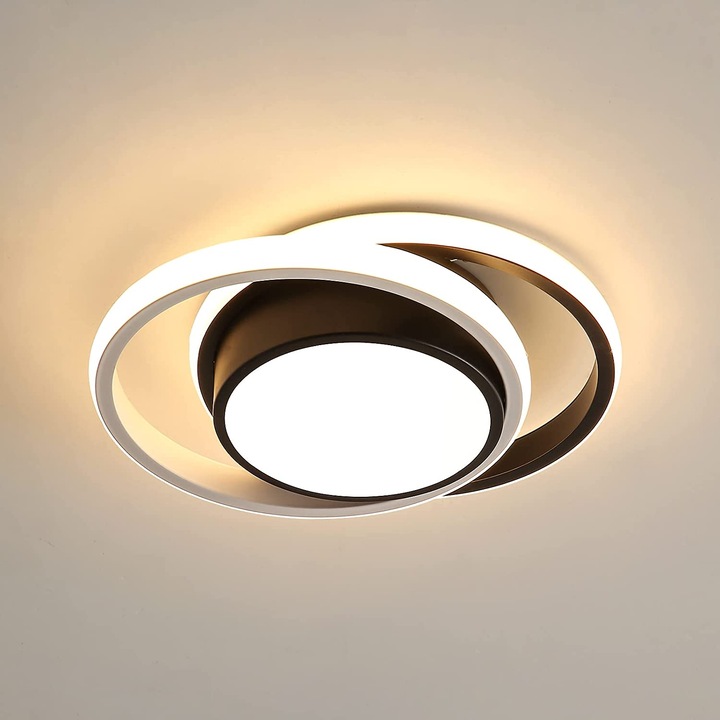Plafoniera moderna LED, Toolight, Aluminiu, Design Creativ, Dia27cm, Corpuri De Iluminat Interior, Negrtu