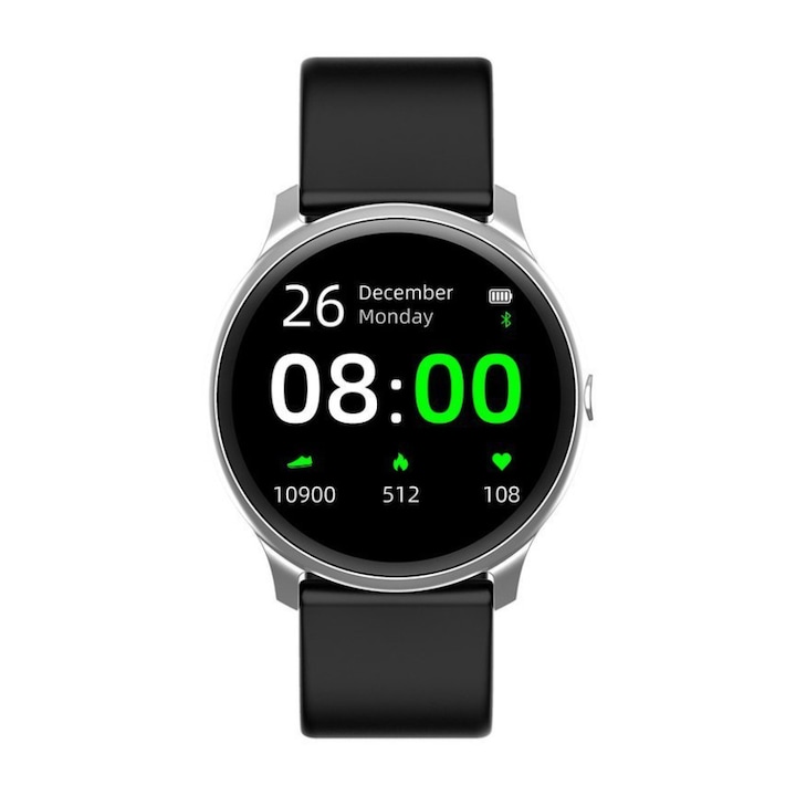 Smartwatch Rubicon RNCE89-6, Aliaj/Inox, Bluetooth, Monitorizare Sanatate, Negru