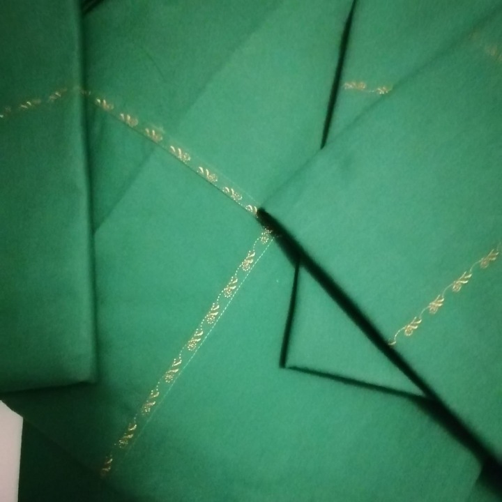 Cearsaf pat chenar brodat 260 x 280 cm, Casa Bucuriei, model Joy, verde/auriu, bumbac ranforce 100%