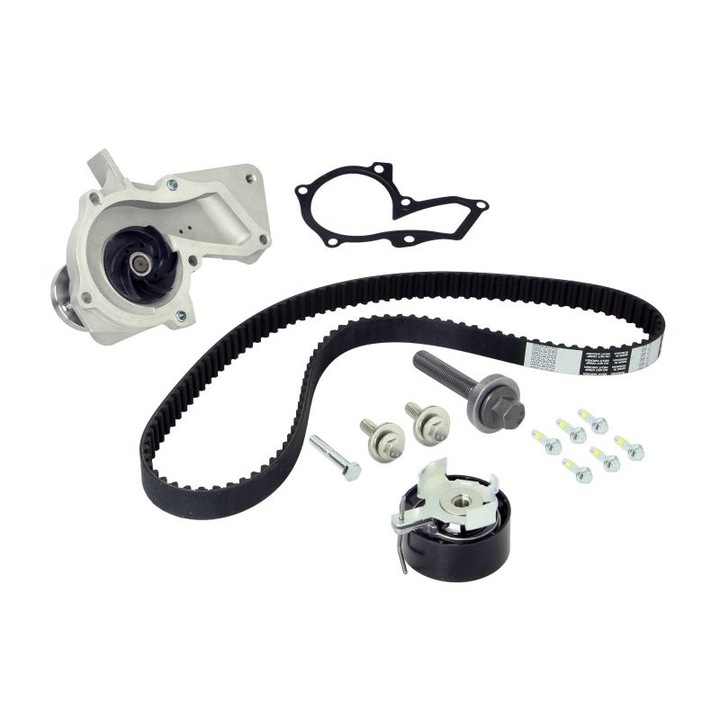 Set curea distributie cu pompa apa Contitech pentru Ford Focus II, III, Fusion, B Max, C Max, C Max II, Fiesta VI, Volvo C30, S40 II, V50 1,2-1,6LPG dupa08.2002