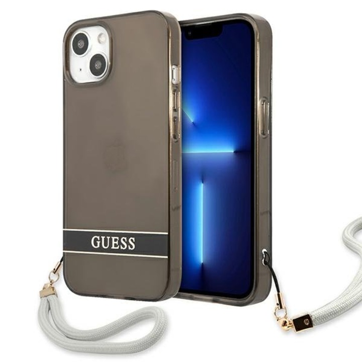 Husa Guess GUHCP13SHTSGSK compatibila cu iPhone 13 Mini, Translucent Stap, Transparent/Maro